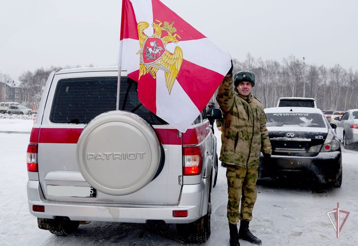 Сахалинские росгвардейцы приняли участие в самом масштабном патриотическом автопробеге 