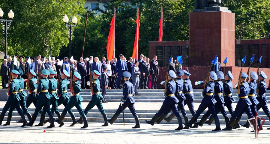 Сахалинские росгвардейцы участвовали в мероприятиях, посвященных 78-летию освобождения Сахалина и Курил от японских захватчиков и окончания Второй мировой войны